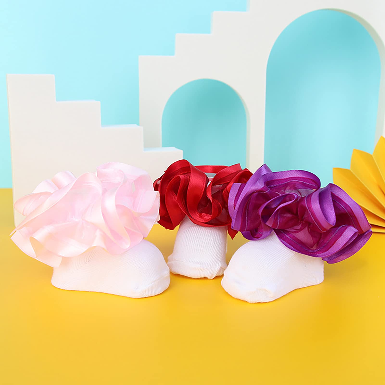 8 Pairs 3D Ruffled Lace Cotton Socks for Girls 0-10 Years - Frilly Princess Dress Socks for Parties, Weddings & Special Occasions
