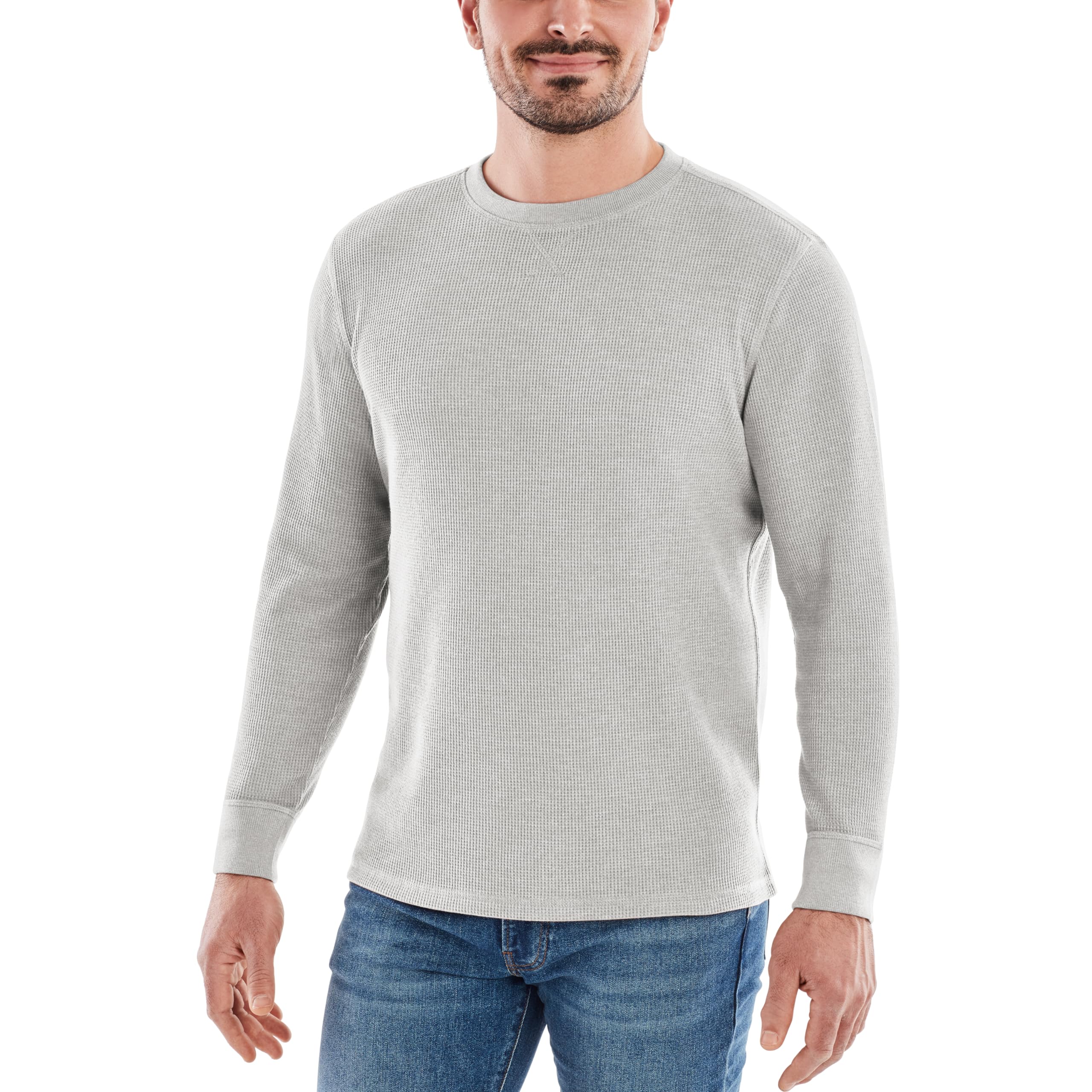 Men's Long-Sleeve Crew Neck Thermal Waffle Knit Shirt - Warm Winter Base Layer for Hiking, Camping & Outdoor Activities | American Outdoorsman