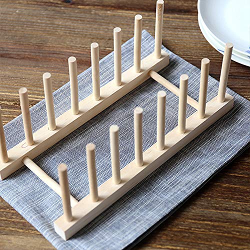 Hovico 2-Pack Bamboo Dish Rack with 8 Slots - Kitchen Drawer Organizer for Plates, Pots, Lids & Cutting Boards - Space-Saving Drying Rack & Storage Holder for Small Kitchens, Apartments & RVs