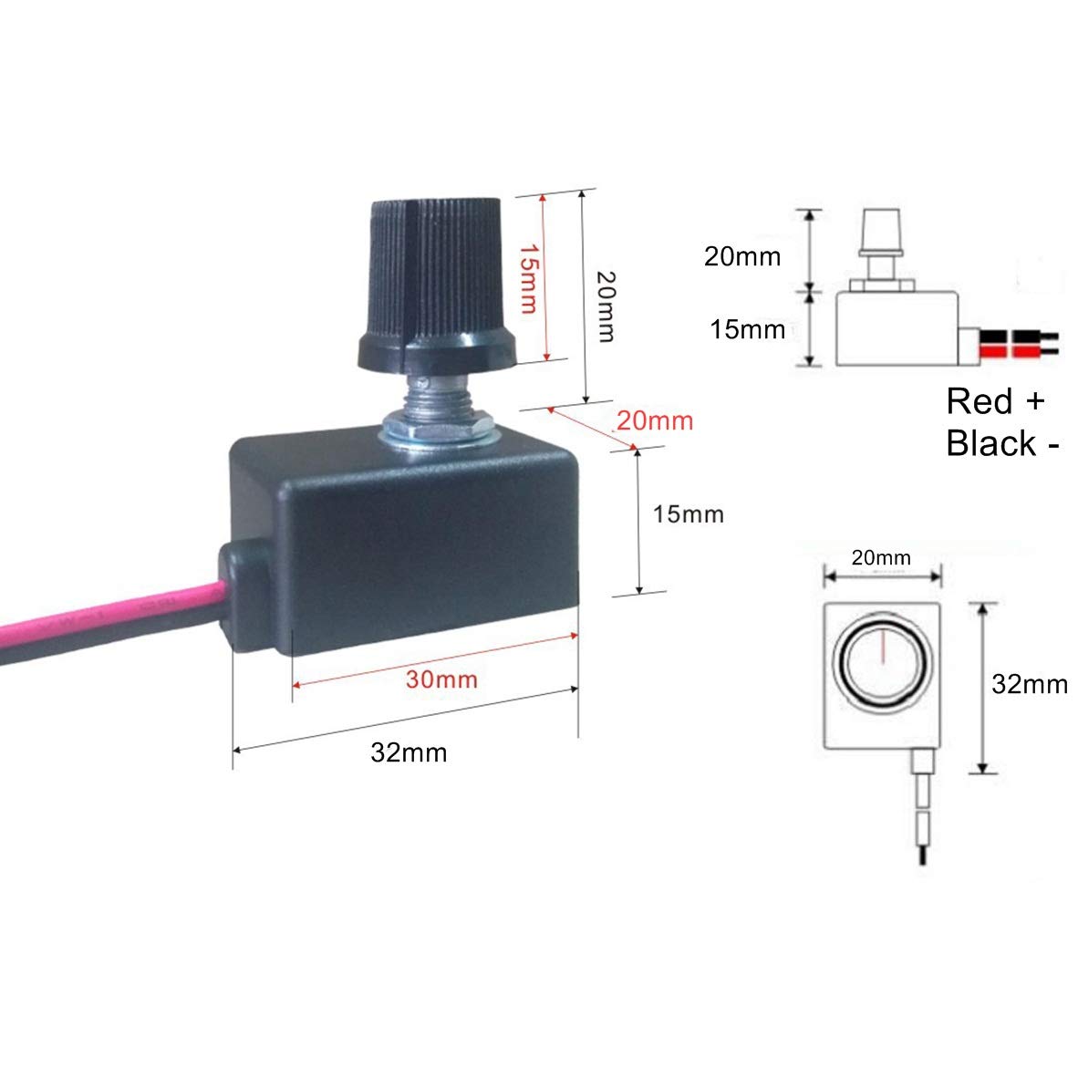 0-10V LED Dimmer Knob Controller - PWM Rotary Dimmer Switch for Dimmable LED Lights, Spotlights & Grow Lamps - Perfect for Home, Office & Indoor Gardening Lighting Control