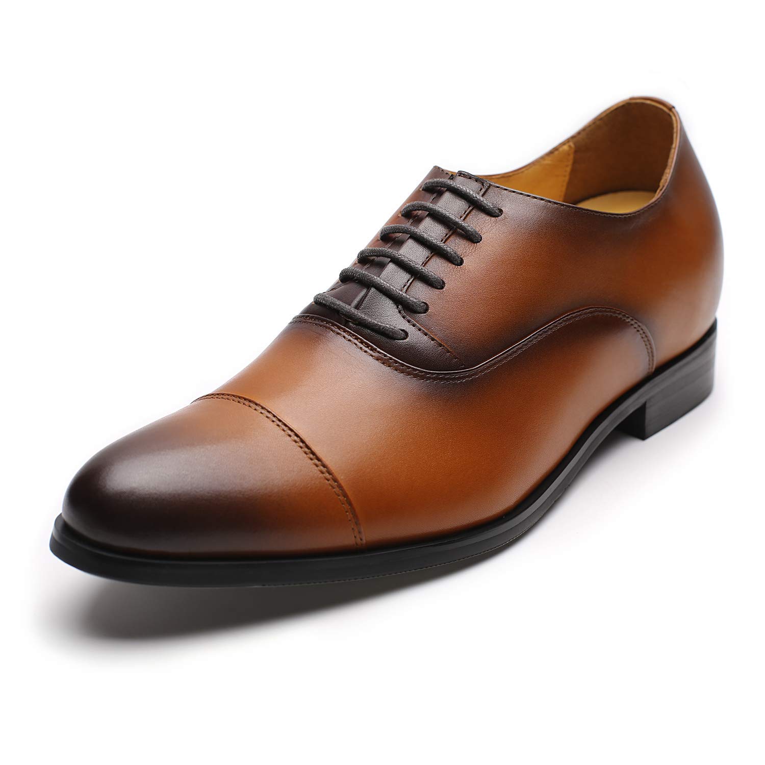 CHAMARIPA Men's Leather Dress Elevator Shoes - Height Increasing Formal Shoes for Work, Dating & Special Occasions