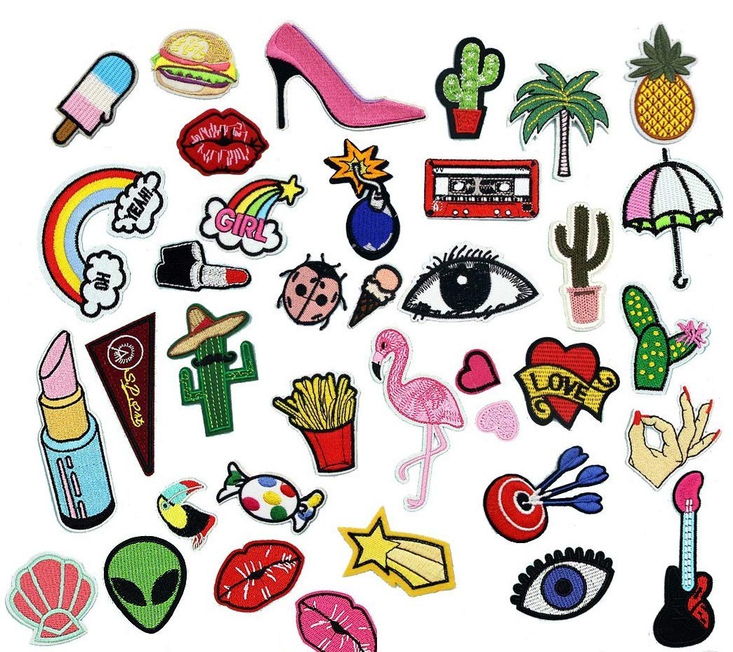 25-Pack Iron On Patches for DIY Clothing Repair & Customization - Assorted Designs for Jackets, Jeans, Bags & More