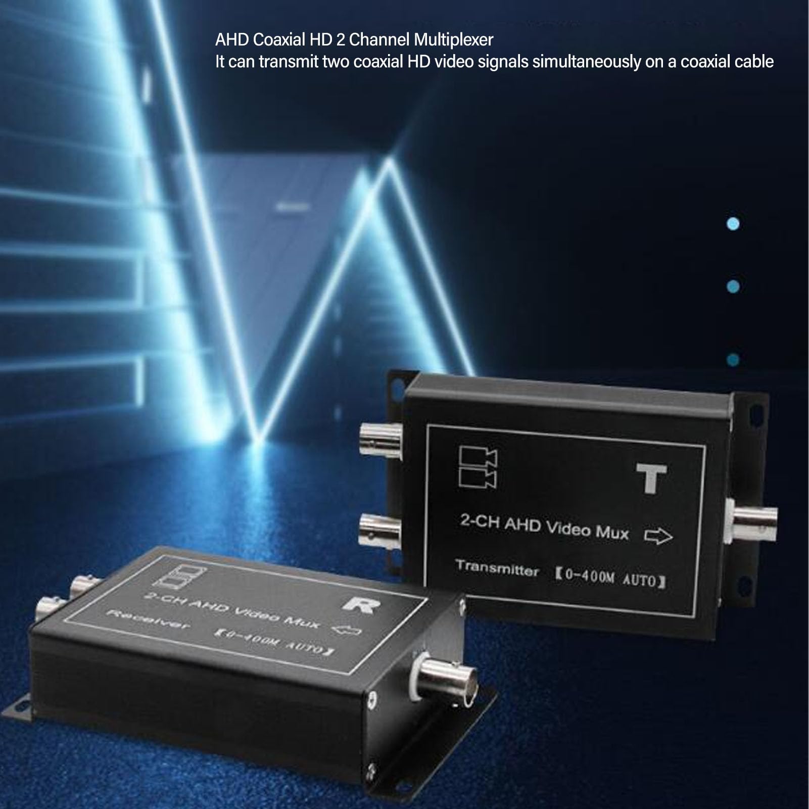 2-Channel 400m AHD/CVBS Video Multiplexer - Hot Swap for Security Cameras