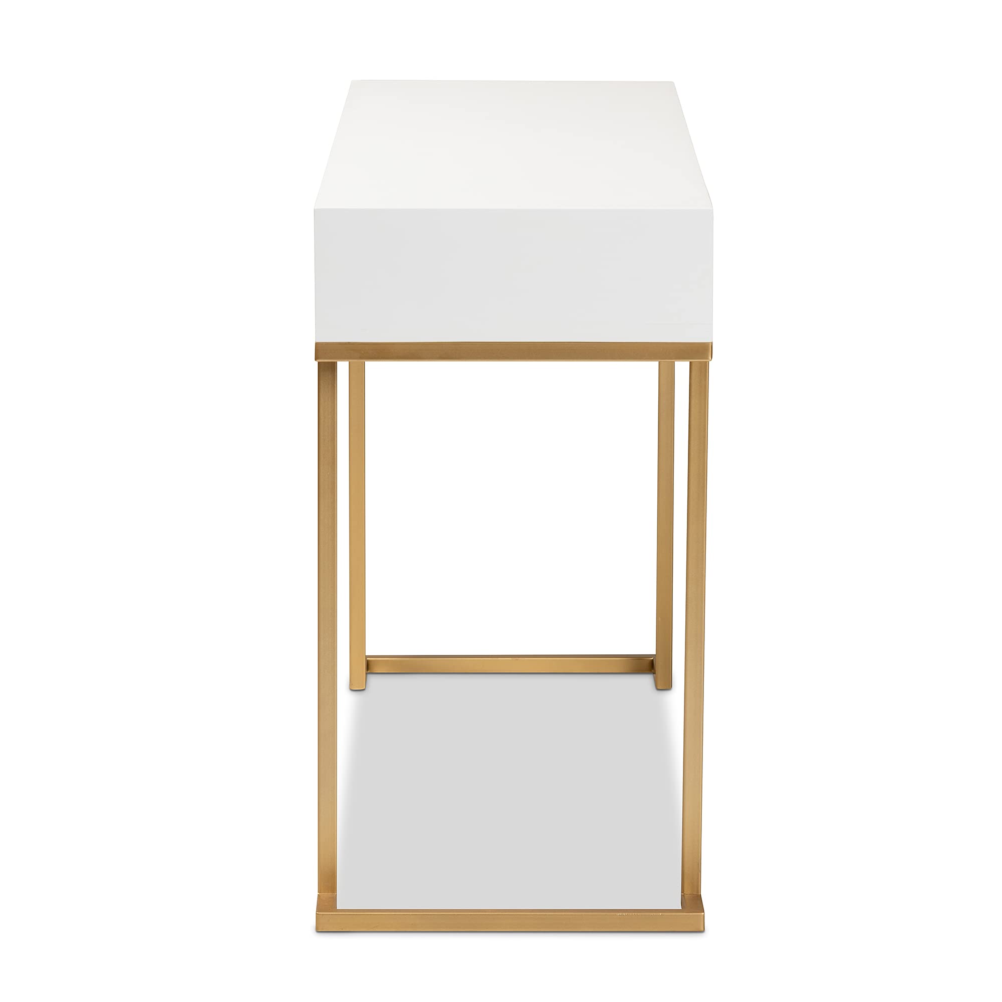 Baxton Studio Beagan Modern Console Table - White & Gold Finish for Entryway, Living Room, or Hallway Decor