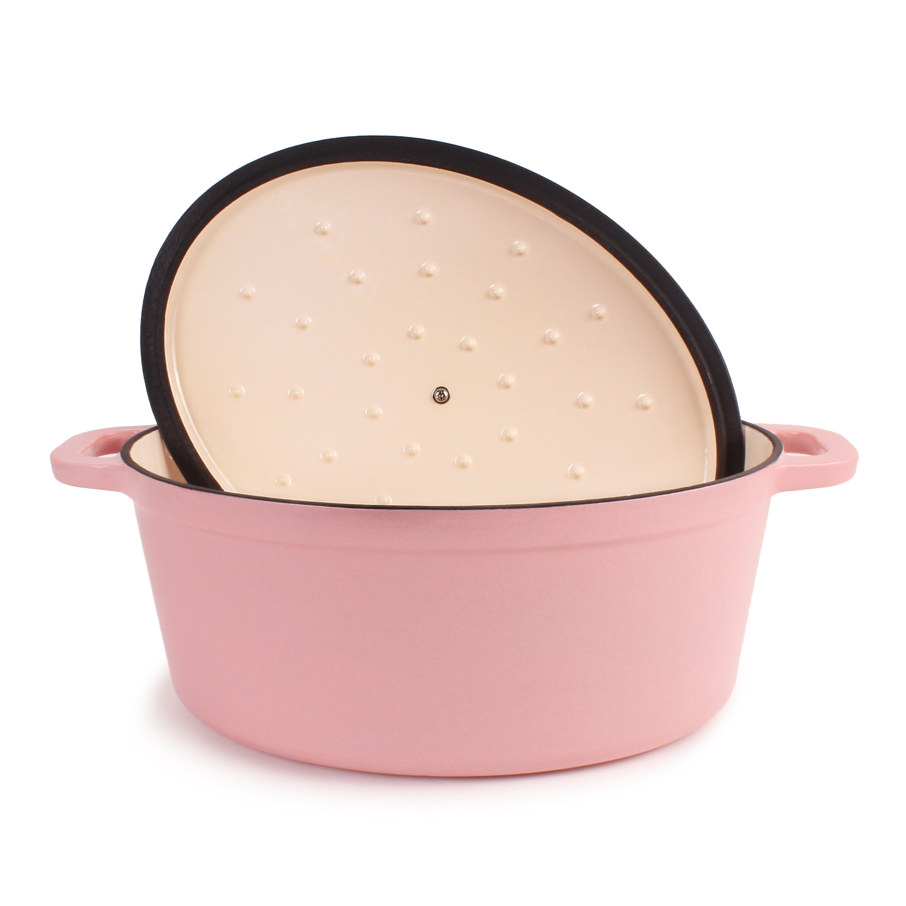 BergHOFF Neo 4-Piece Cast Iron Cookware Set - 5qt & 8qt Dutch Ovens with Matching Lids, Pink Enameled - Perfect for Baking, Braising & Slow Cooking at Home or Camping