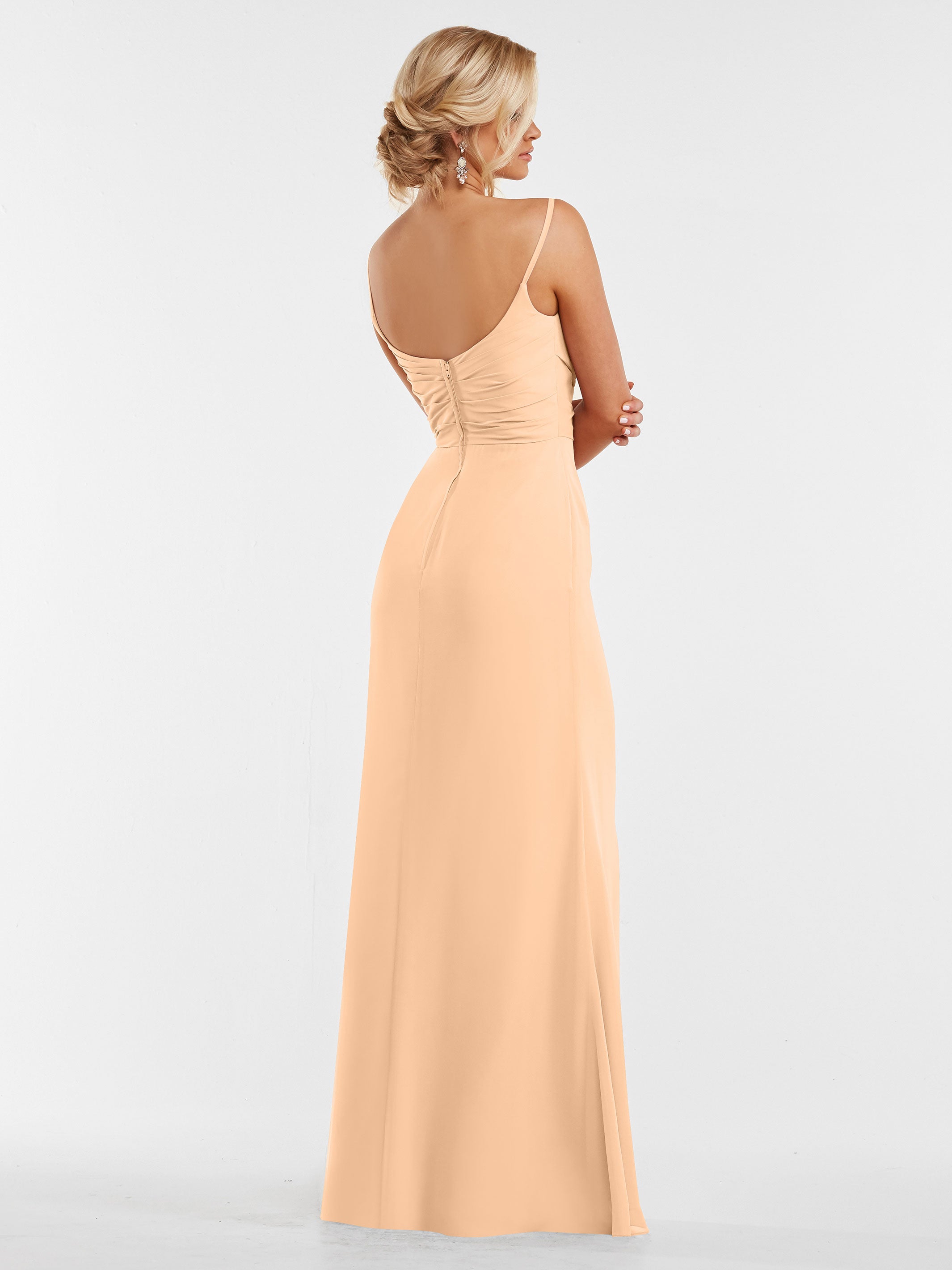Elegant 80169 Chiffon Sheath Bridesmaid Dress with Pleated Bodice - Perfect for Weddings, Formal Events & Special Occasions