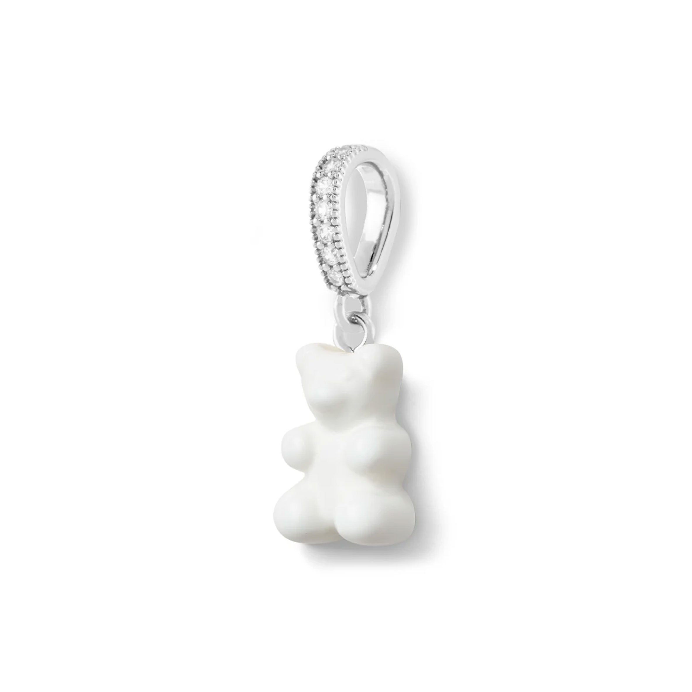 Vintage Bear Glossy Pendant Necklace with Pave Silver Connector - Perfect for Gifts, Jewelry Collection & Special Occasions