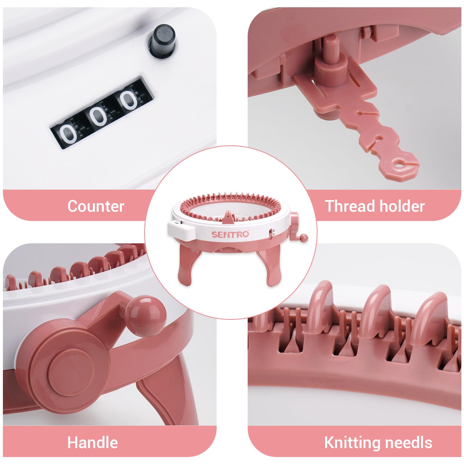SENTRO 48 Needle Knitting Machine with Row Counter - Double Knitting Loom Kit for Adults | Smart Weaving Loom for Wool Yarn | Perfect for DIY Scarves, Hats & Home Decor Projects