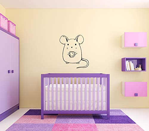 Cute Cheese Mouse Wall Stickers for Kids Room - Vinyl Nursery Decals & Mural Art Decor SA3514 | Playroom, Bedroom, Daycare Wall Decorations