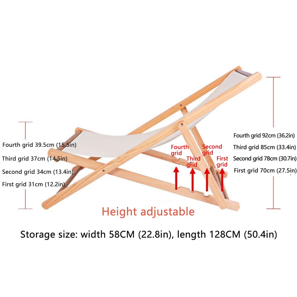 **Premium Adjustable Solid Wood Folding Beach Chair - 4-Position Recliner with Oxford Canvas & Pillow - Portable Outdoor Lounge Chair for Beach, Camping, Picnics, and Backyard Relaxation**
