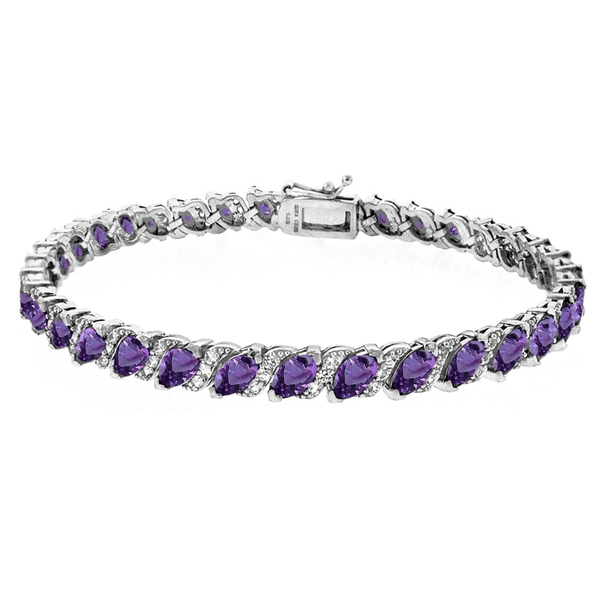 B. BRILLIANT Women's Birthstone Bracelet - Marquise Cut Genuine/Synthetic Gemstone Tennis Bracelet in Sterling Silver or Gold Flash with Gift Box | Perfect for Anniversaries, Birthdays & Special Occasions