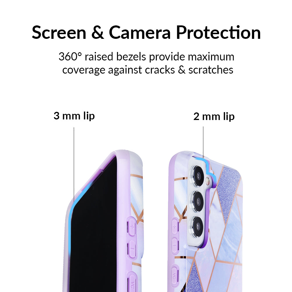 Geometric Marble Phone Case for Samsung Galaxy - Stylish Protective Cover with Unique Purple Design - Perfect for Everyday Use, Work, and Travel