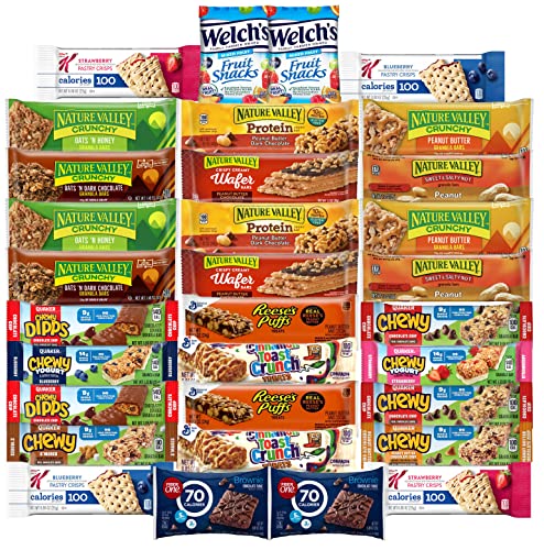 Nature Valley Granola Bars - Healthy Snack Box with Protein Bars, Low Carb & Keto Friendly - Bulk Fitness & Energy Snacks Variety Pack (32 Count) - Perfect for Workouts, Office Snacking & On-the-Go Nutrition