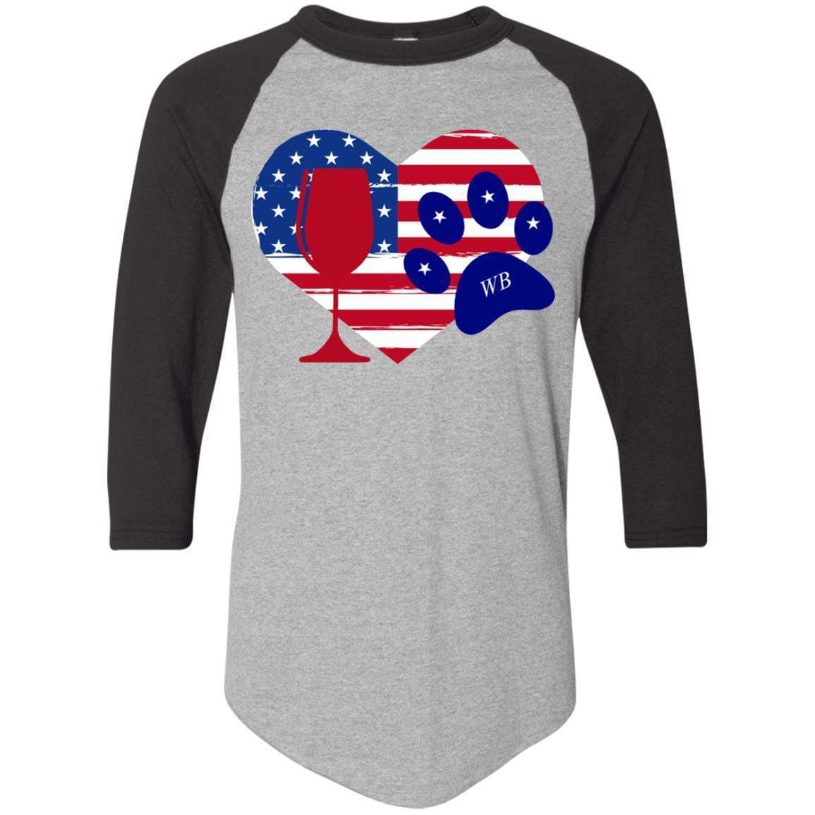 WineyBitches.Co American Wine Paw Heart Colorblock Raglan Jersey - Soft & Stylish Women's Baseball Tee for Casual Wear, Wine Tasting & Pet Lovers