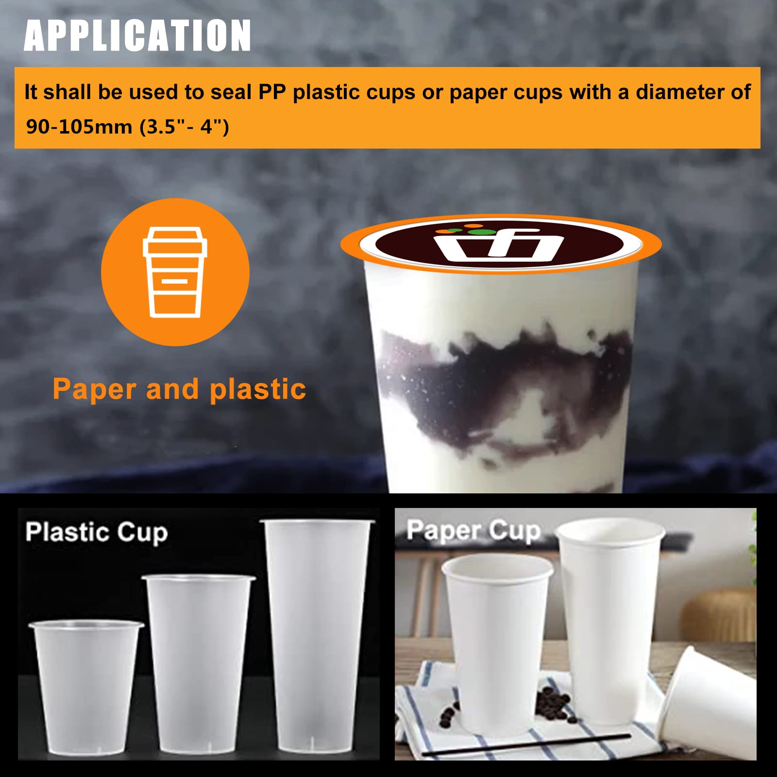 JIAWANSHUN 3000PCS Cup Sealing Film for PP Cups 90-105mm (3.55