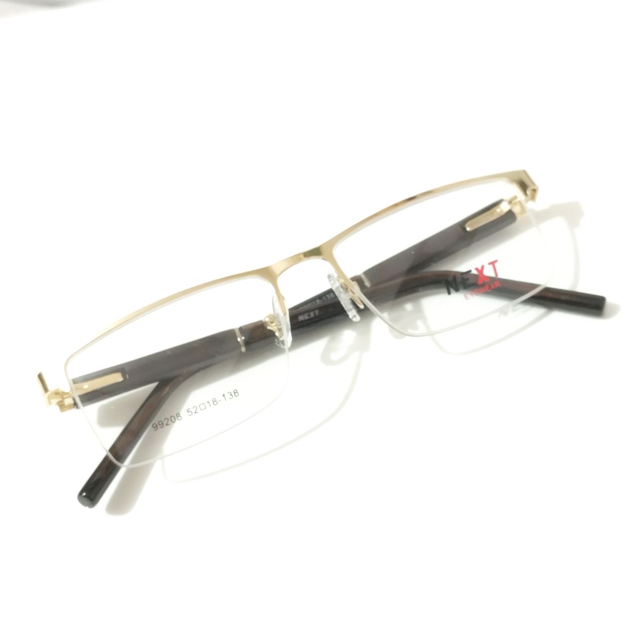 Premium Luxury Rectangle Gold Half Frame Supra Glasses - Stylish Eyewear for Reading, Fashion & UV Protection