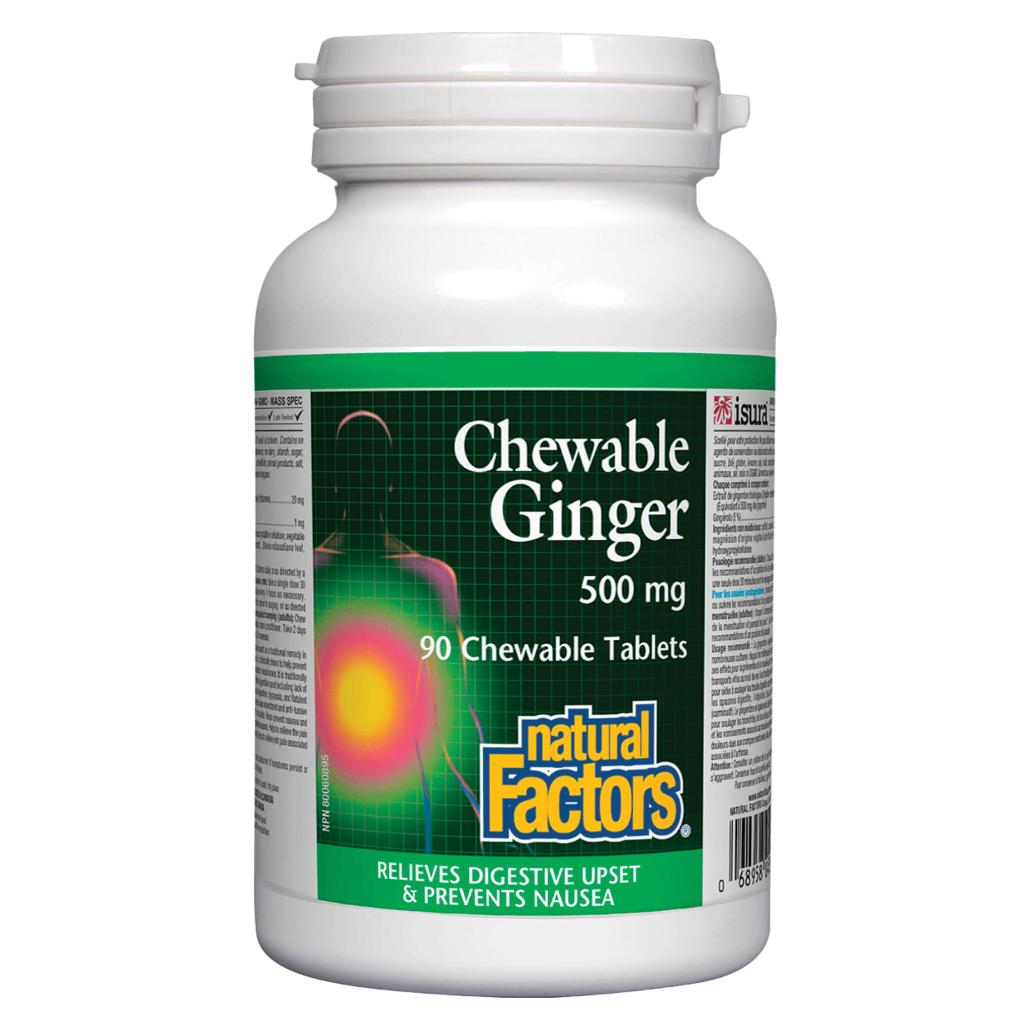 500mg Chewable Ginger Supplement for Nausea Relief - Supports Digestion & Motion Sickness - Natural Ginger Root Extract for Travel, Pregnancy & Morning Sickness