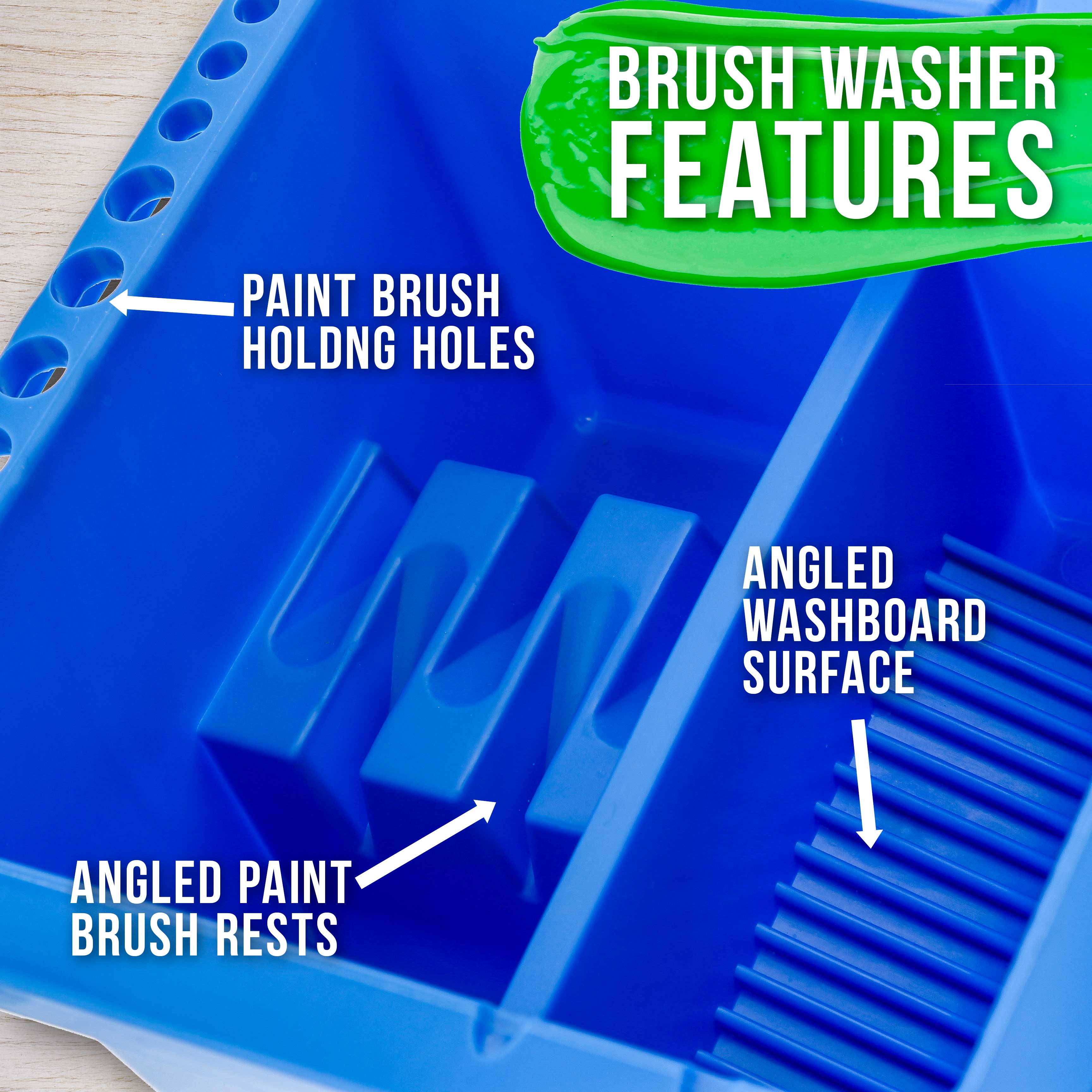 12-Hole Multi-Function Plastic Brush Washer, Cleaner & Holder with Palette Lid - Clean, Dry, Rest, Store & Organize Artist Paint Brushes - Perfect for Acrylic, Oil & Watercolor Painting - Ideal for Art Studios, Classrooms & Home Use