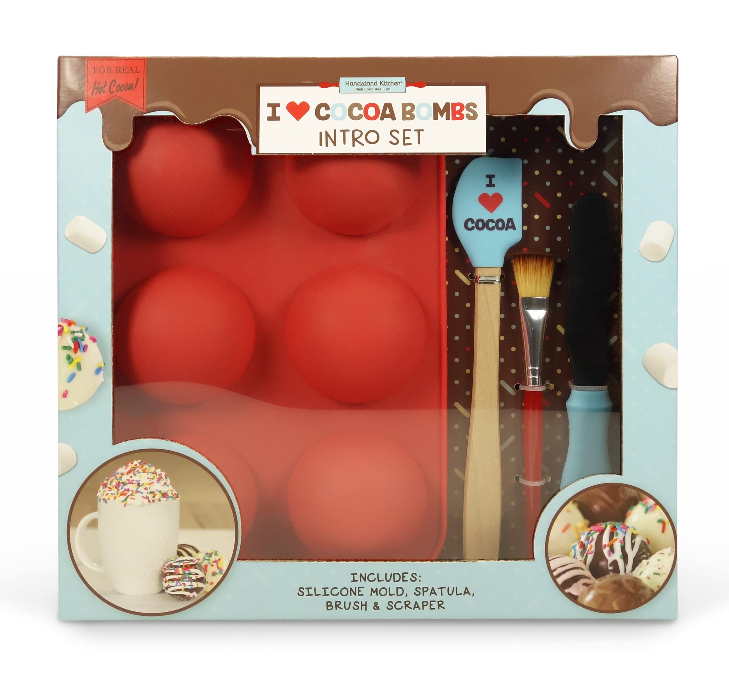 Handstand Kitchen Hot Cocoa Bombs DIY Kit - Make Delicious Chocolate Bombs at Home | Perfect for Holiday Gifts, Christmas Parties & Cozy Winter Nights