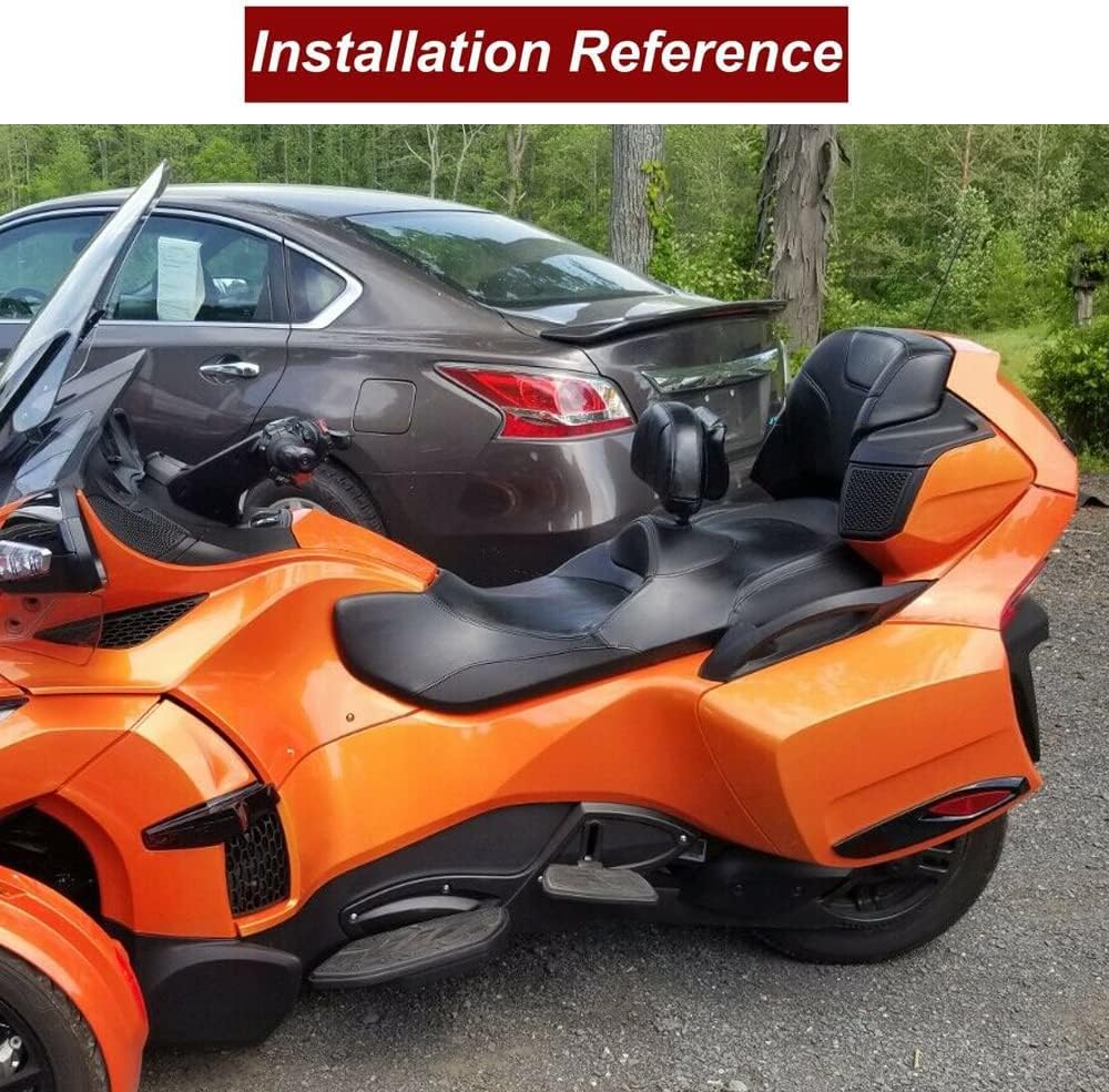 Dasen Adjustable Driver Backrest with Storage Pouch for Can Am Spyder RT RT-S RT Limited Models (2010-2019) - Ergonomic Motorcycle Seat Support for Long Rides & Road Trips