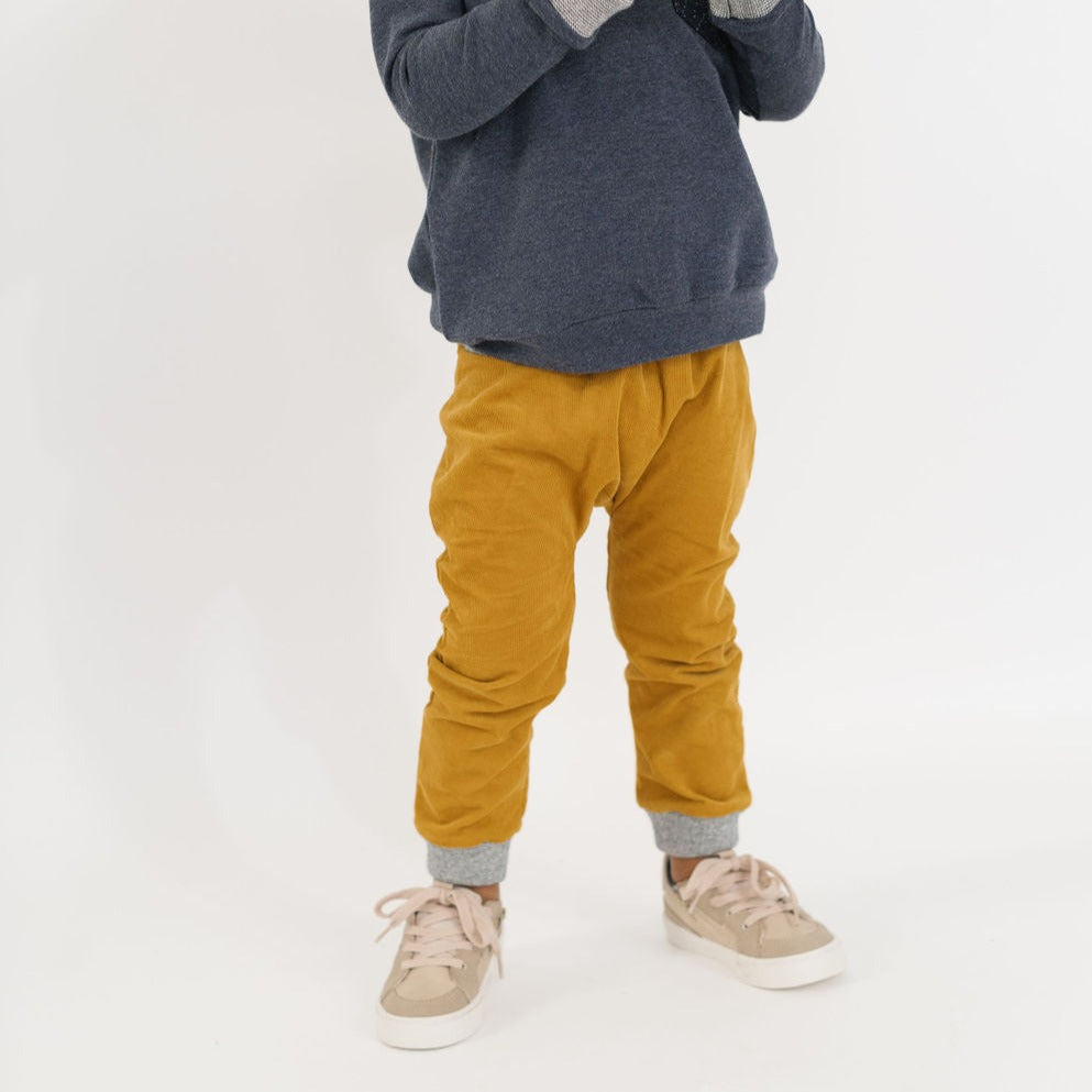 Gold Corduroy Jogger Pants for Men - Comfortable Casual Lounge & Streetwear Outfit for Everyday Wear