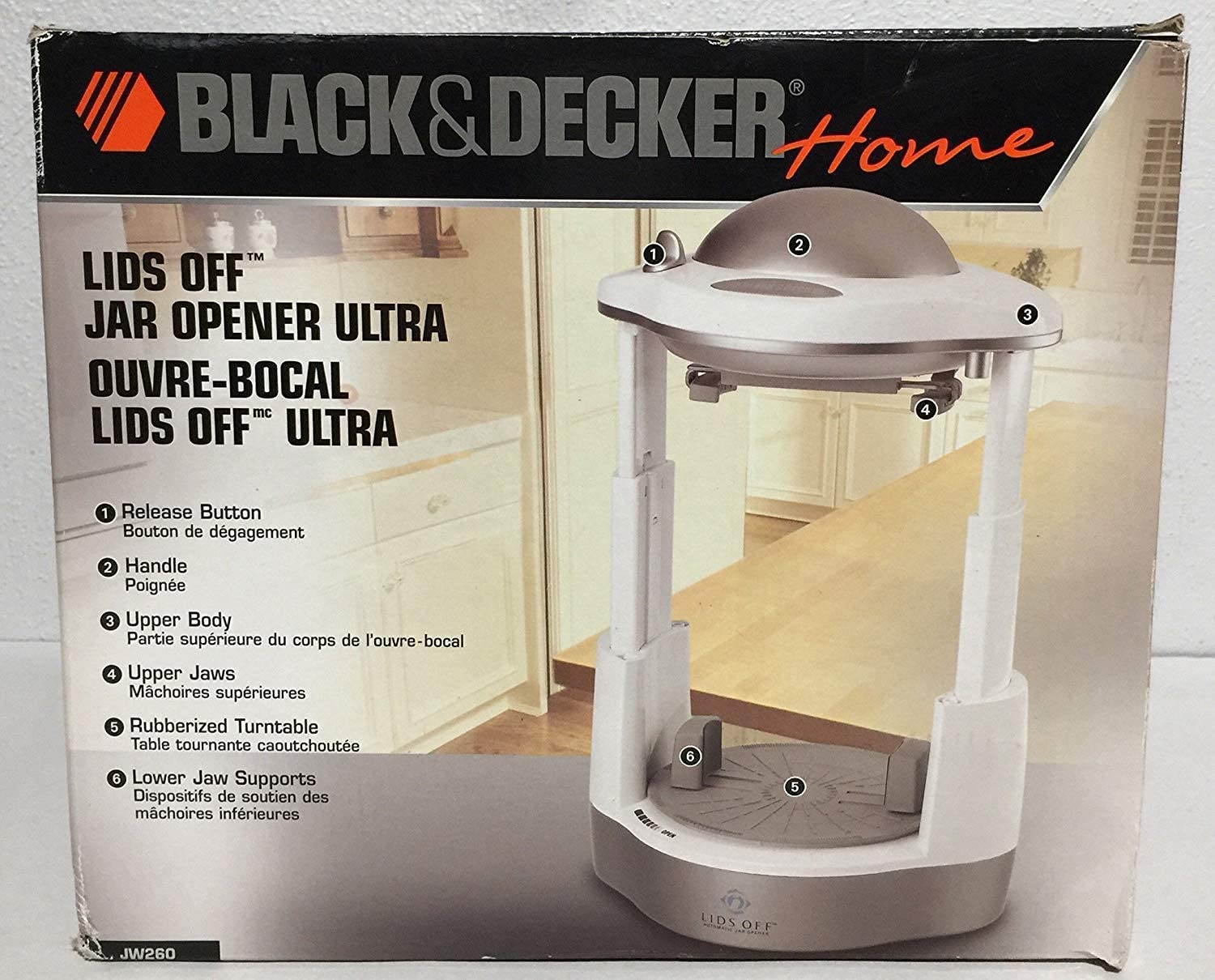 Black & Decker JW260 Lids Off Jar Opener - Effortless Jar Opening Tool for Kitchen, Home & Seniors - Durable White Design for Tight Lids & Stubborn Jars