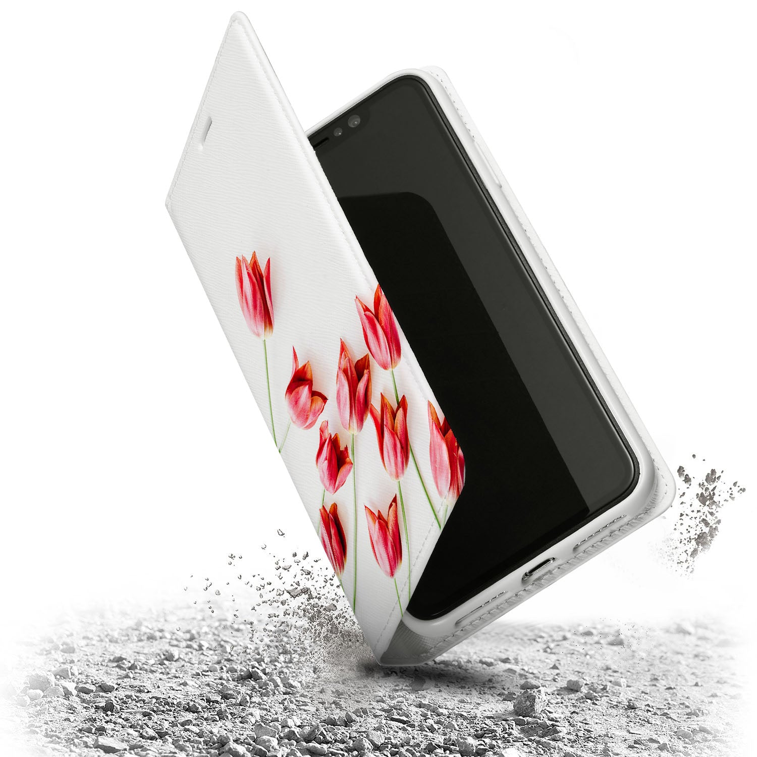 iPhone Wallet Case with Flat Flower Design - Slim Card Holder for iPhone 12/13/14 Pro Max - Perfect for Everyday Use & Travel Accessories