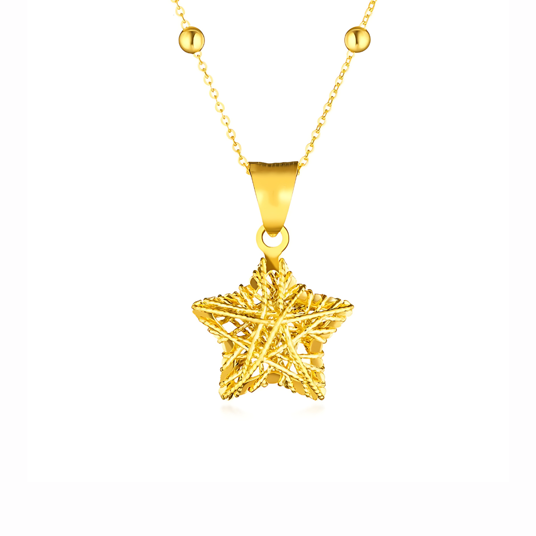 Elegant Hollow Star Pendant Gold Chain Necklace for Women - R8275 | Perfect for Everyday Wear, Gift Giving & Special Occasions