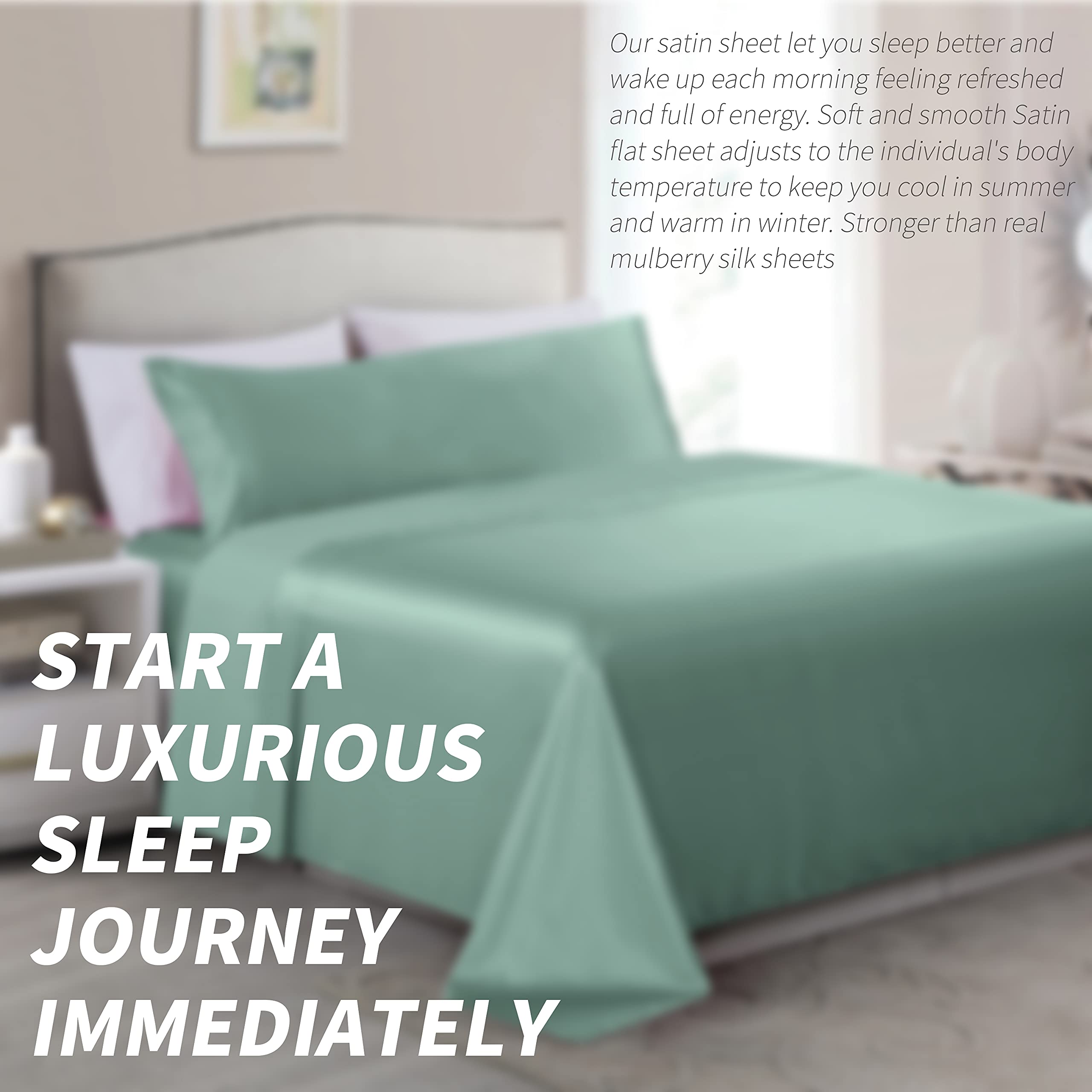 Sage Green Satin Pillowcase 20x54 - Cooling Body Pillow Cover for Hair & Skin Care - Soft Silky Pillow Case with Envelope Closure - Perfect for Side Sleepers, Hot Sleepers & Beauty Routines