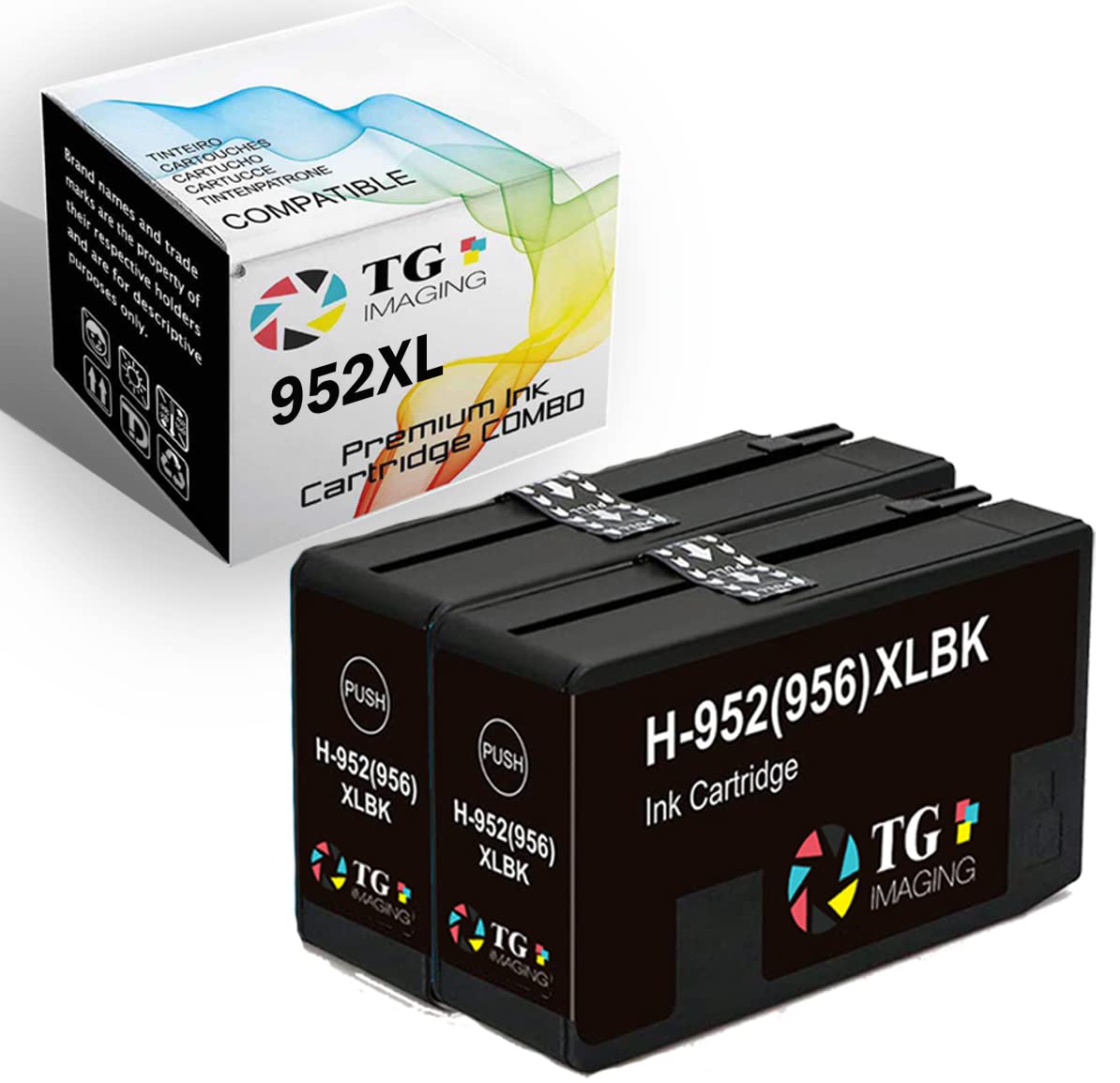 TG Imaging Compatible Toner Cartridge Replacement for HP 952XL/952 High Yield - Works with OfficeJet 7740, 8720, 7720, 8710 Printers (2-Pack Black) | Reliable Inkjet Printer Supplies for Home & Office Printing Needs