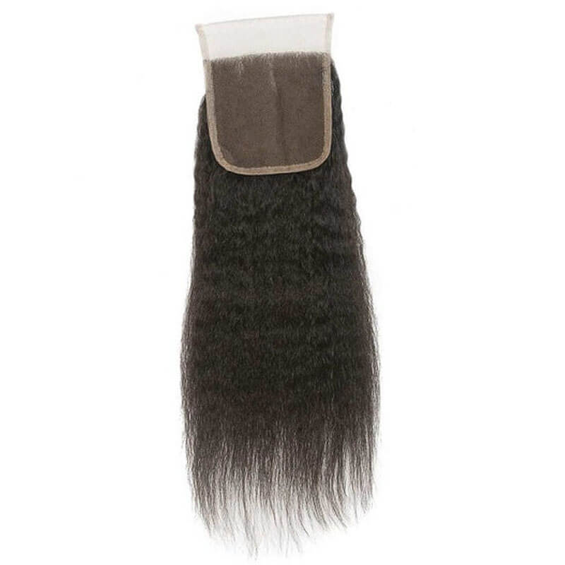 Eullair Kinky Straight Human Hair Bundles with Closure 3/4 PCS - 4x4 5x5 2x6 Lace Closure - 100% Remy Human Hair Extensions for Natural Look - Perfect for Styling, Weaving & Everyday Wear