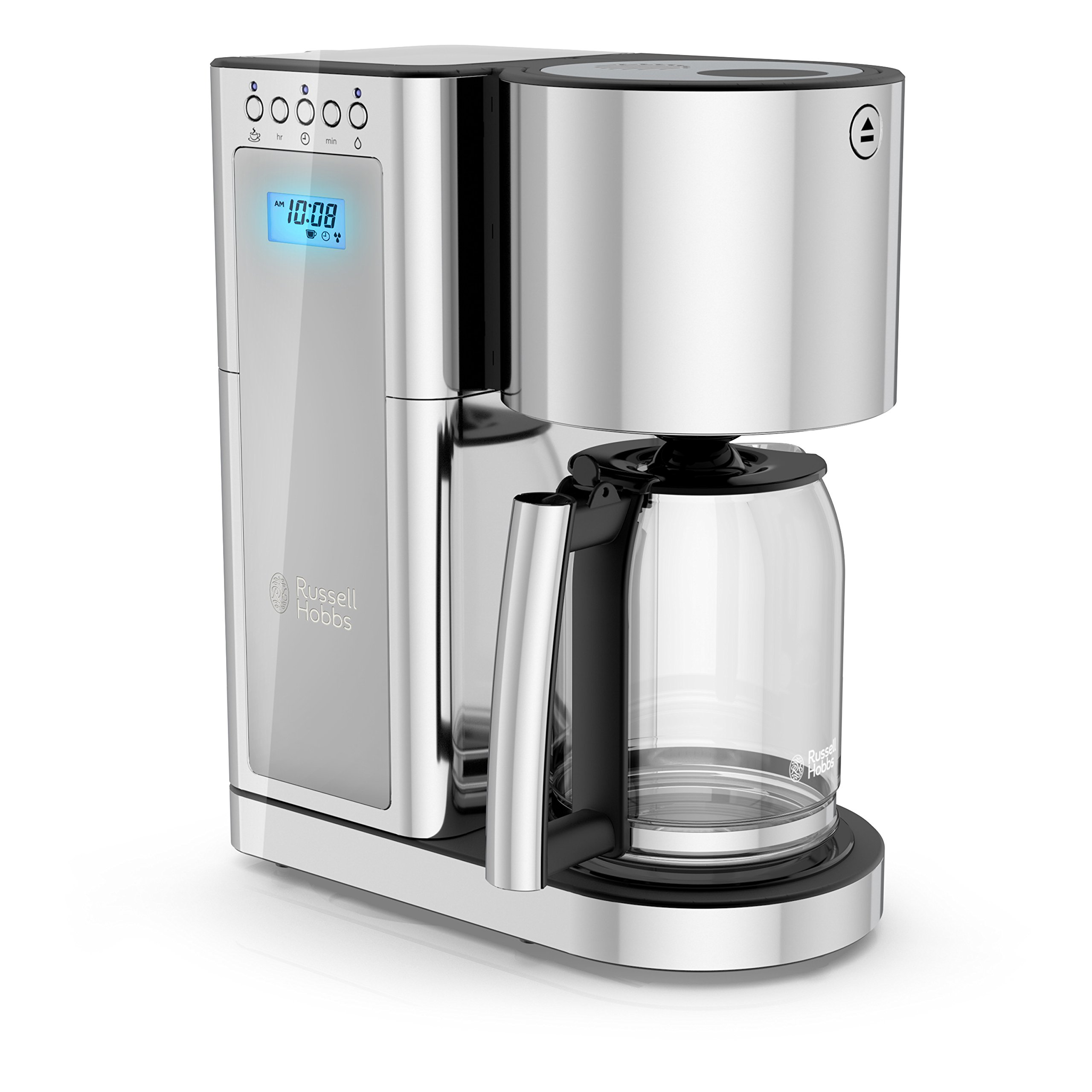 Russell Hobbs CM8100GYR 8-Cup Glass Coffee Maker - Stainless Steel & Silver Drip Coffee Machine for Home, Office & Breakfast Use