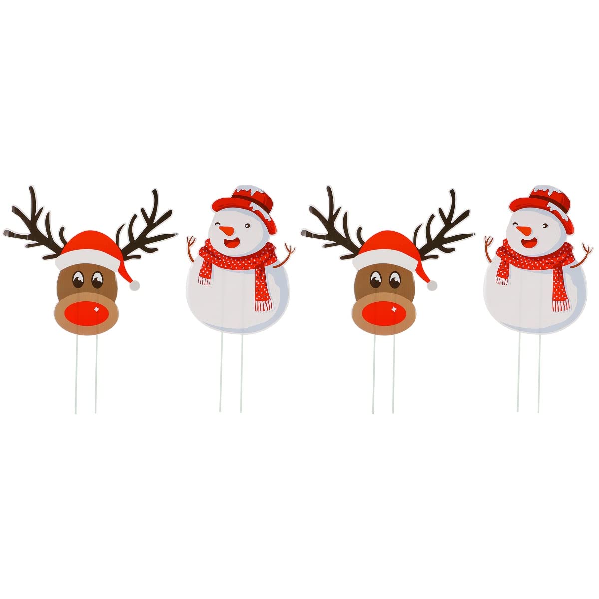 2 Sets Christmas Yard Signs - 2 Pcs Outdoor Garden Stakes Lawn Decorations (White & Brown) for Holiday Home Decor, Xmas Party & Gift Giving