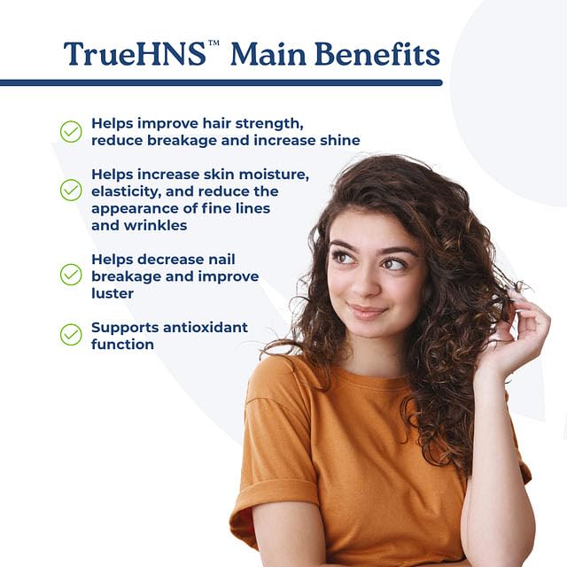NatureCity True-HNS Hair, Nails & Skin Supplement with Cynatine Keratin & Plant-Based Biotin - 120 Vegan Capsules for Fuller, Stronger Hair & Nails | Non-GMO, Gluten-Free | Perfect for Daily Beauty & Wellness Routine