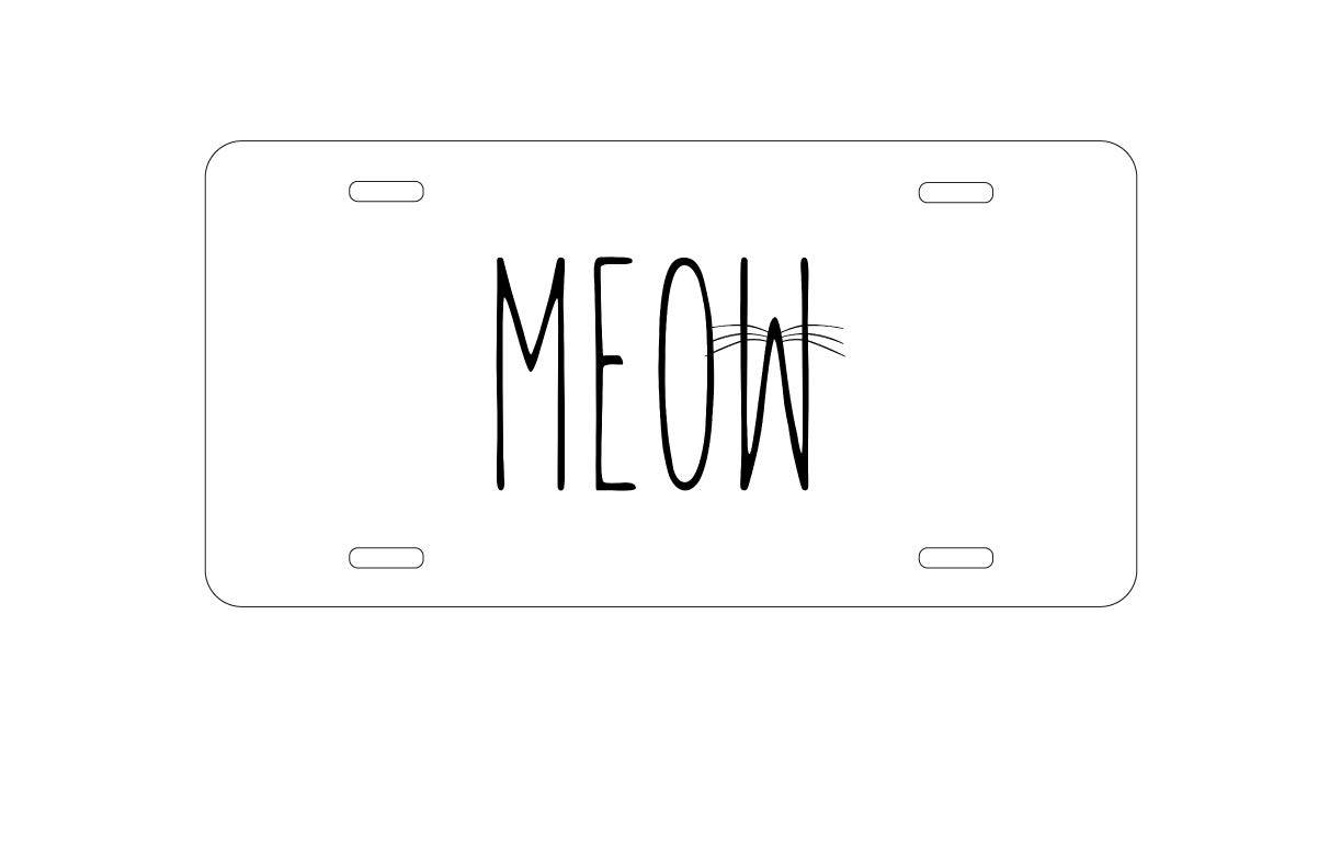 Custom Aluminum Vanity License Plate for Car Front - Meow Cat Whiskers Design - Personalized Auto Accessory for Pet Lovers | Perfect for Car Shows, Gifts & Cat Enthusiasts