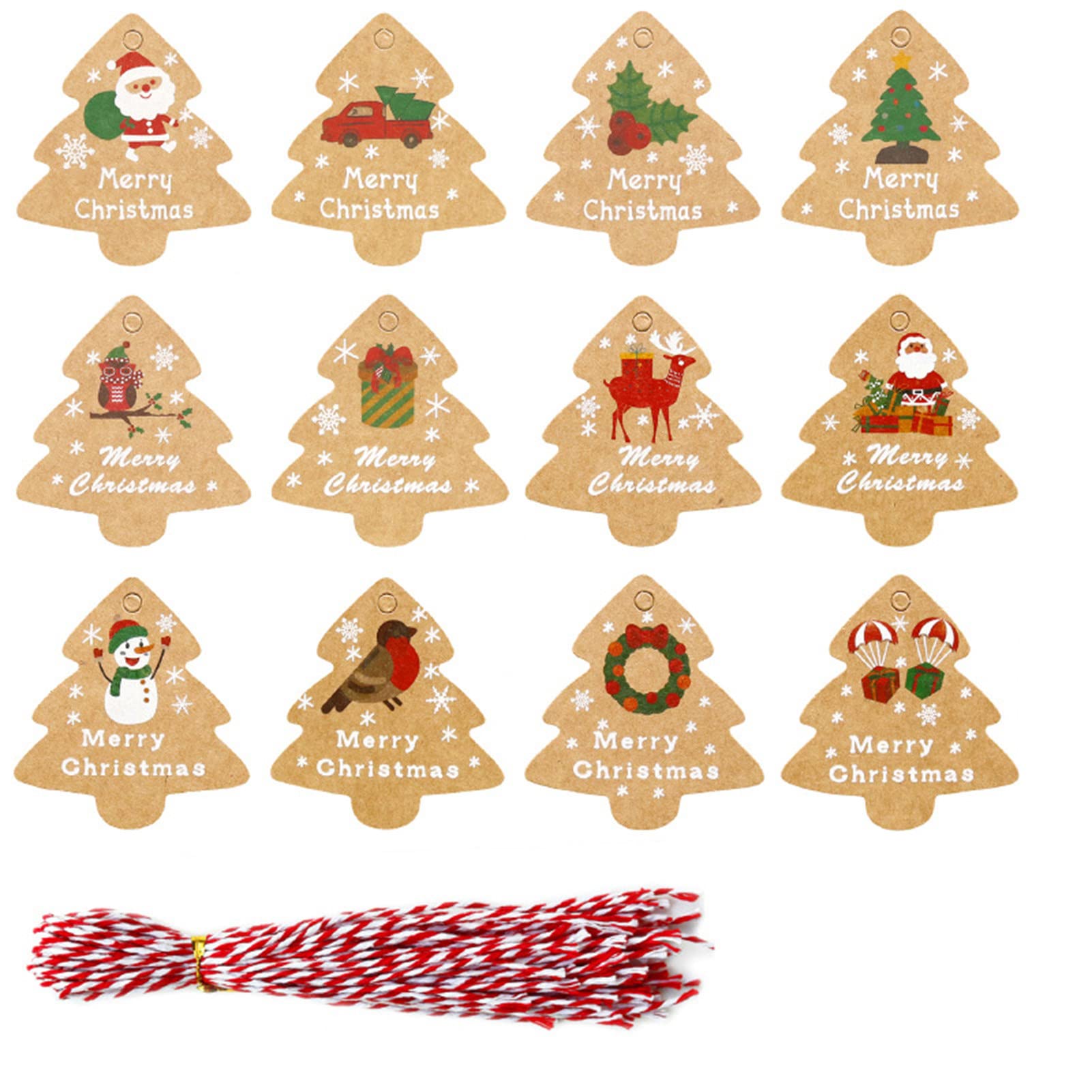 Christmas Gift Tags Set - Eco-Friendly Kraft Paper Labels for Wrapping Presents & Cards | Holiday Decorations