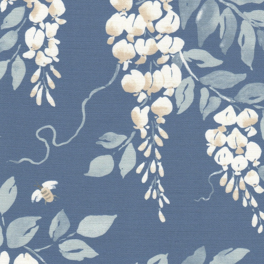 French Blue Wisteria Fabric - Premium Floral Upholstery Material for Home Decor, Curtains & DIY Crafts