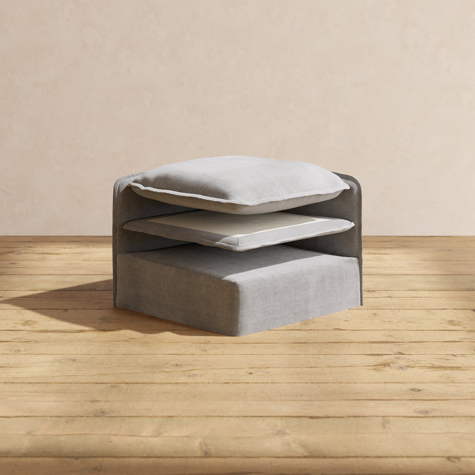 Premium Plush Ottoman Cover Set - Soft & Comfortable Ash Weave Fabric for Living Room, Bedroom, or Office Decor
