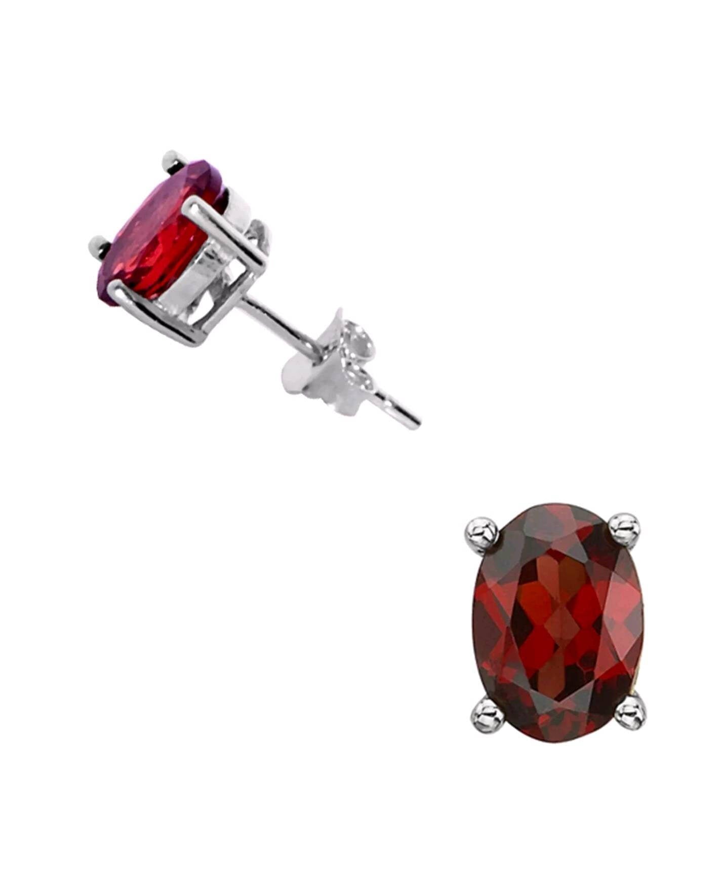 Natural Blood Red Garnet Earrings - 8x6mm or 9x7mm Oval Cut Solid Sterling Silver/14K Gold | VVS Eye Clean Gemstone Jewelry | Perfect for Weddings, Parties & Special Occasions | Free Shipping