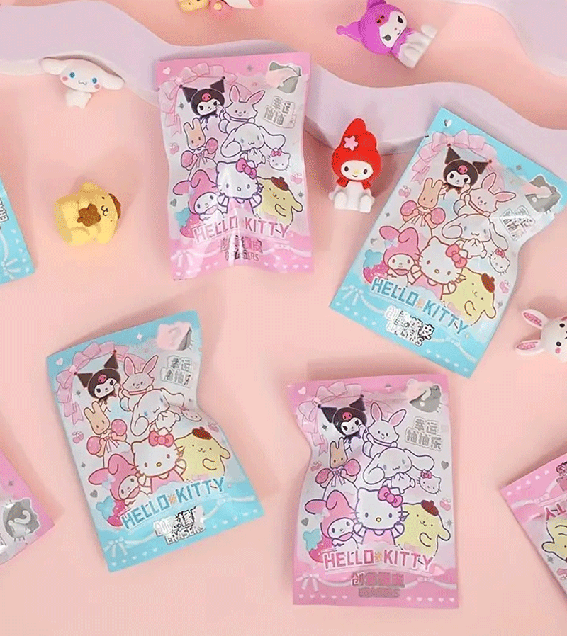Sanrio Hello Kitty Mystery Eraser Blind Bag - Cute Collectible Erasers for School, Office & Gifts (12-Pack) - Perfect for Back to School, Party Favors & Kawaii Stationery Lovers