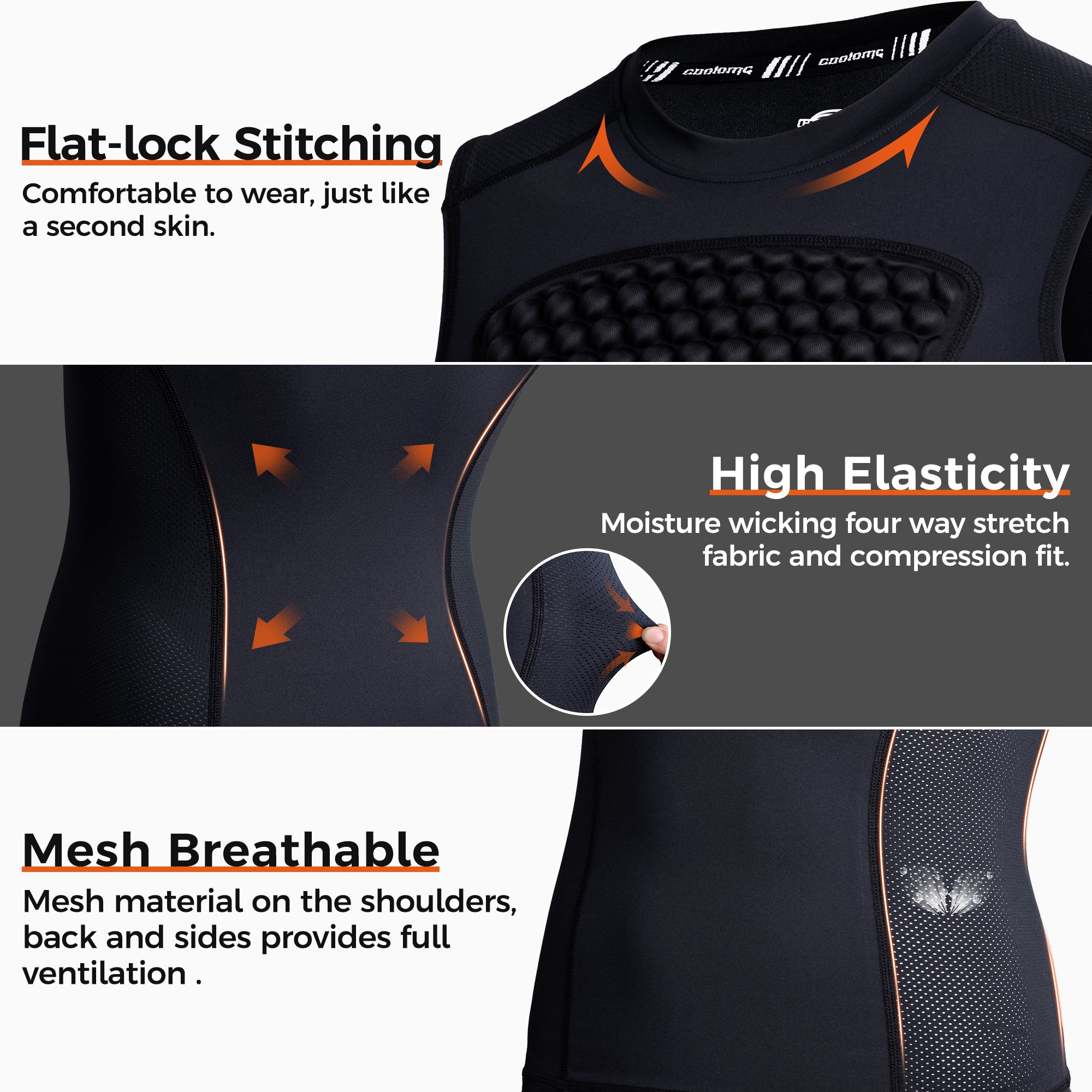 COOLOMG Adult Baseball Chest Protector - Padded Compression Shirt for Baseball, Softball, Football & Lacrosse - Protective Gear for Sports Training & Games