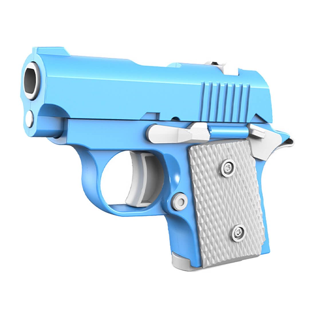 3D Gravity Mini 1911 Fidget Pistol Toy - Stress Relief Sensory Toys for Adults & Kids with ADHD/Anxiety - Blue & White - Perfect for Office, Classroom & Travel Stress Relief