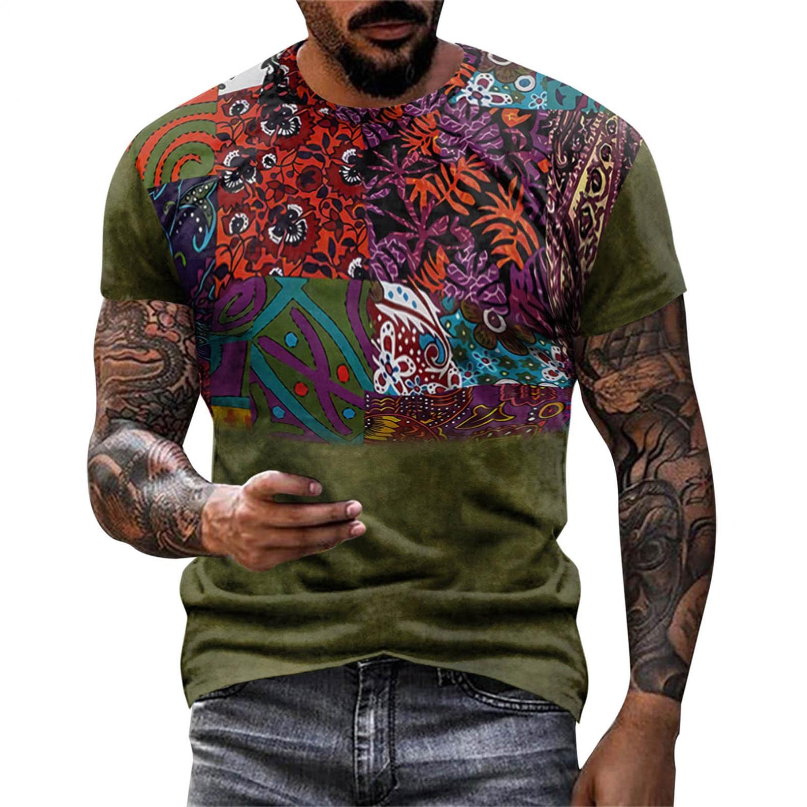 Men's Golf Shirts & Graphic Tees - 3D Digital Printed Cool Streetwear T-Shirts with Colorful Art | Perfect for Casual Wear, Golf Outings & Urban Fashion