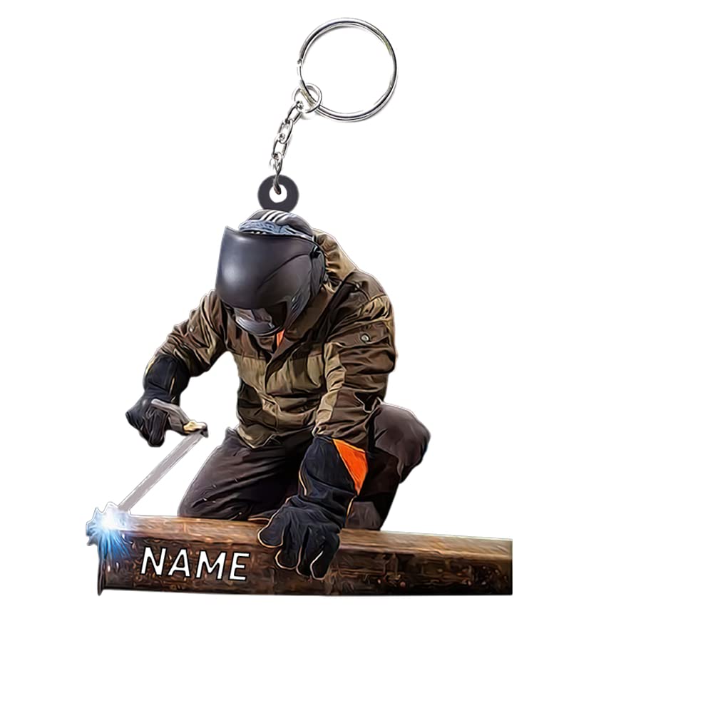 Custom Welder Keychain - Personalized Flat Shape Metal Gift for Welders - Engraved Welding Present for Men - Perfect for Birthdays, Anniversaries & Appreciation Gifts