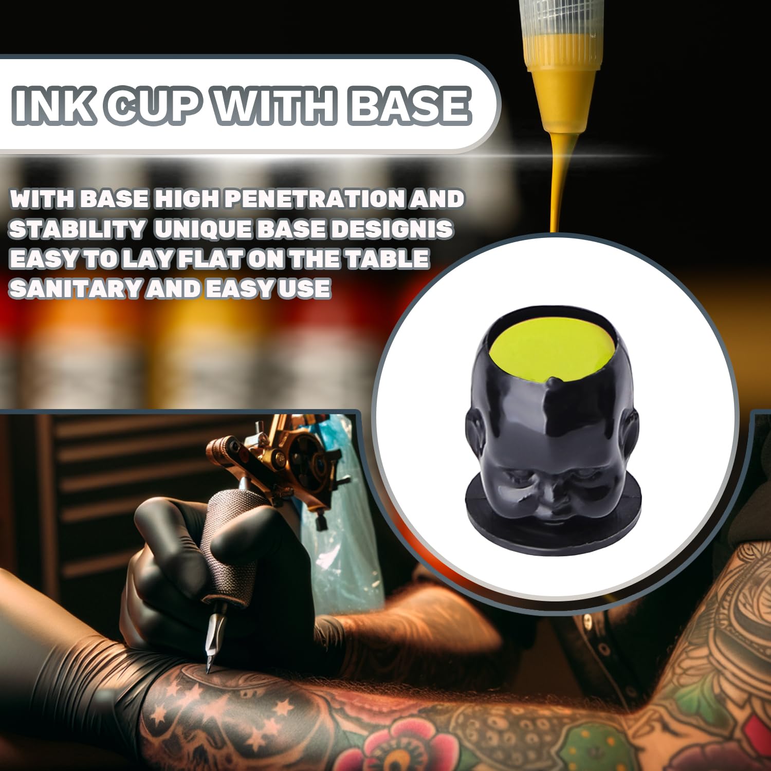 Disposable Tattoo Ink Cups 200pcs - Black Roll Ink Cups for Permanent Makeup & Tattoo Accessories with Container Caps | Ideal for Tattoo Artists, Permanent Cosmetics & Body Art Professionals