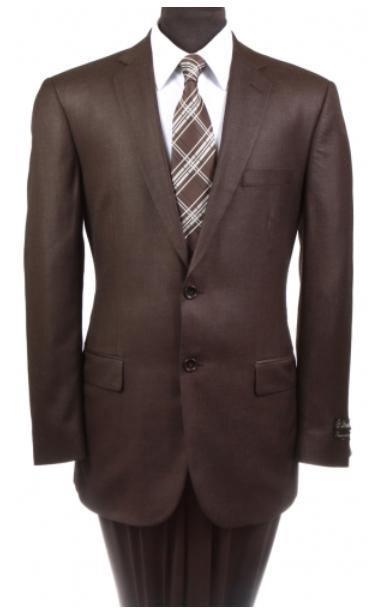 Men's 2-Piece Wool Suit Regular Fit Brown | Business & Formal Attire for Office, Weddings & Special Occasions