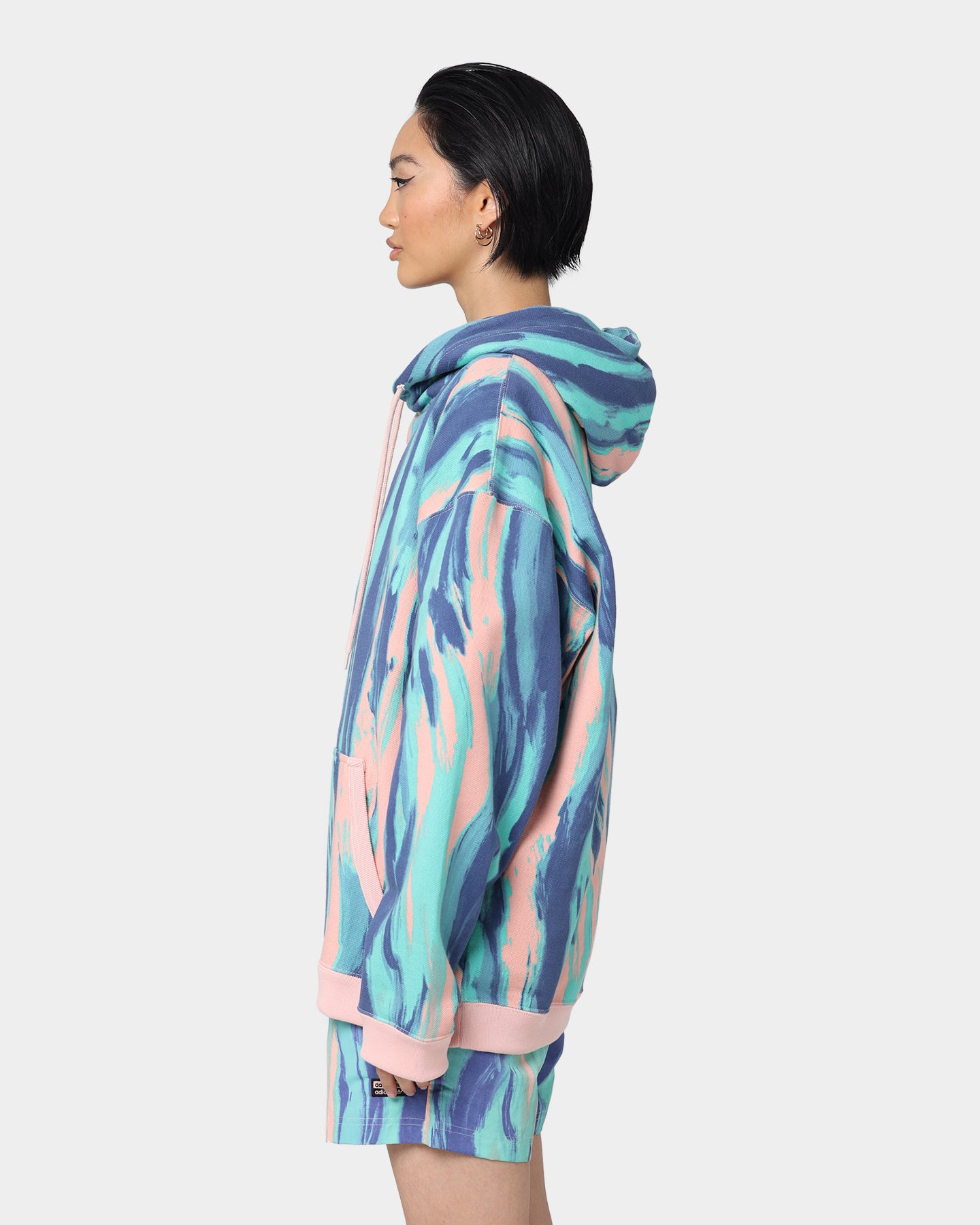 Adidas Marbled Paint Hoodie for Women - Vapour Pink/Mulberry - Stylish Pullover Sweatshirt for Casual Wear, Gym & Street Fashion