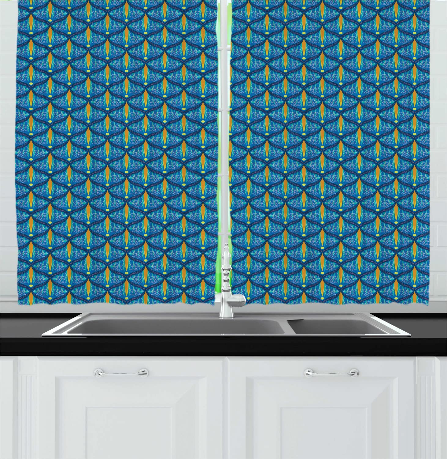 Ambesonne Vintage Bohemian Kitchen Curtains - 55