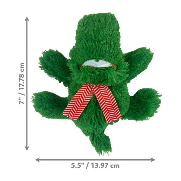 KONG Cozie Holiday Alligator Small Dog Toy - Chew-Resistant Plush for Puppies & Small Breeds - Perfect for Christmas Stocking Stuffers & Playtime Fun