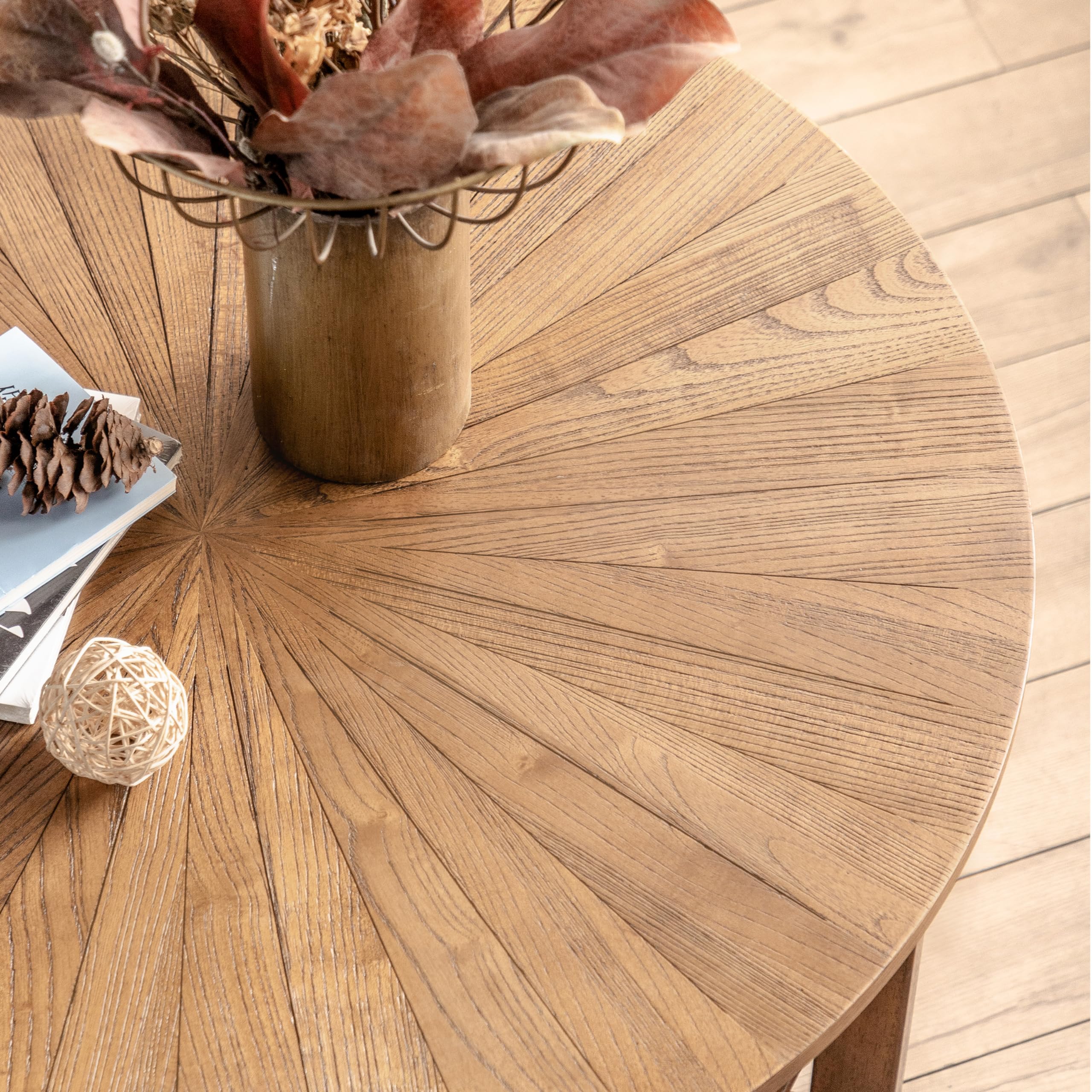 Rustic 2-Tier Round Wood Coffee Table with Storage for Living Room & Apartment - Easy Assembly, Espresso Finish (35
